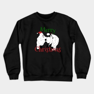 Santa Clause boxing while waitig for Christmas Crewneck Sweatshirt